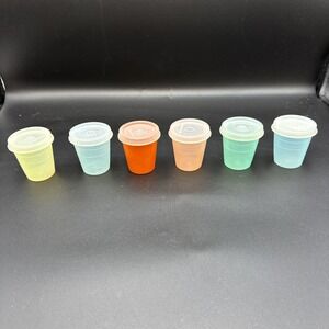 LOT OF 6 VINTAGE TUPPERWARE MIDGET STORAGE CUPS W/LIDS #101  2 OZ